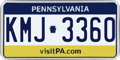 PA license plate KMJ3360