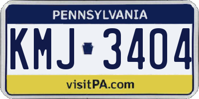 PA license plate KMJ3404