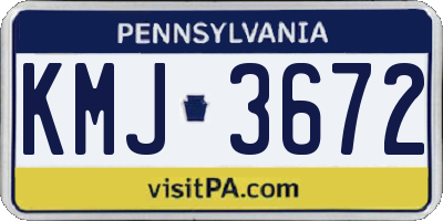 PA license plate KMJ3672