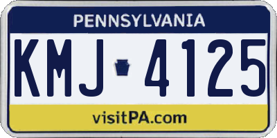PA license plate KMJ4125