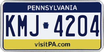 PA license plate KMJ4204