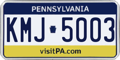 PA license plate KMJ5003