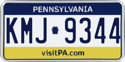 PA license plate KMJ9344