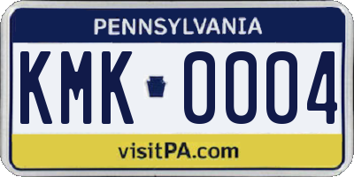 PA license plate KMK0004