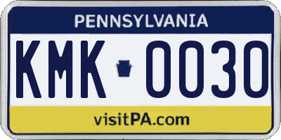 PA license plate KMK0030