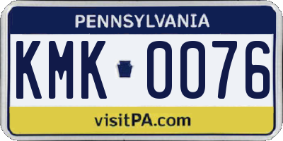 PA license plate KMK0076