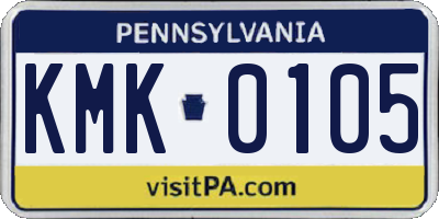 PA license plate KMK0105