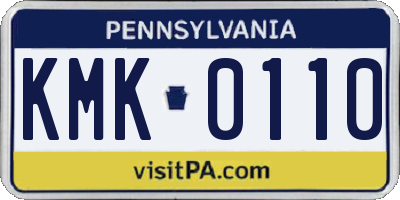 PA license plate KMK0110