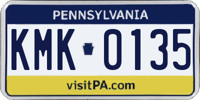 PA license plate KMK0135
