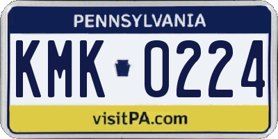 PA license plate KMK0224