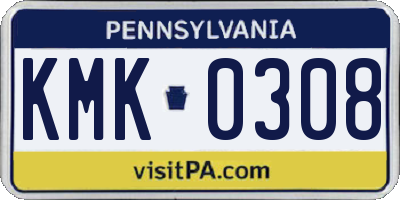 PA license plate KMK0308