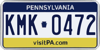 PA license plate KMK0472