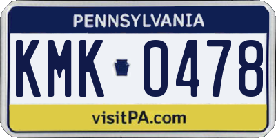 PA license plate KMK0478
