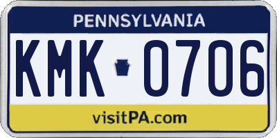 PA license plate KMK0706