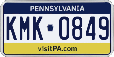 PA license plate KMK0849