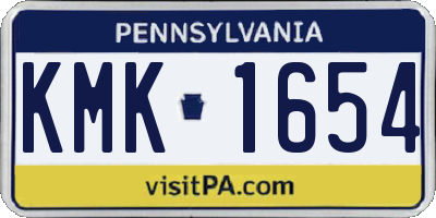 PA license plate KMK1654