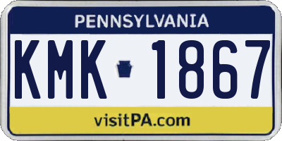PA license plate KMK1867