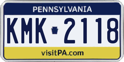PA license plate KMK2118