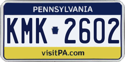 PA license plate KMK2602