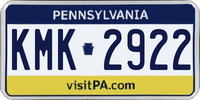 PA license plate KMK2922