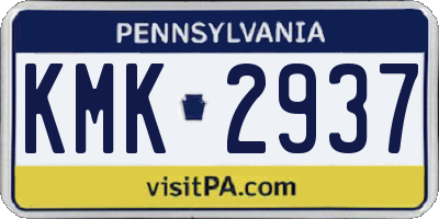 PA license plate KMK2937