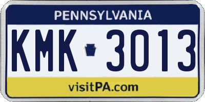 PA license plate KMK3013