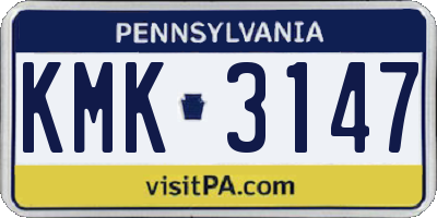 PA license plate KMK3147