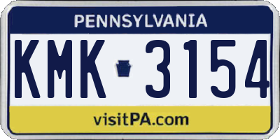 PA license plate KMK3154