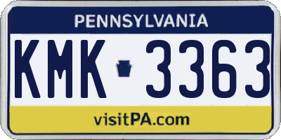 PA license plate KMK3363