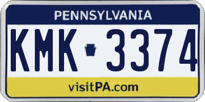 PA license plate KMK3374
