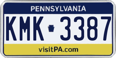 PA license plate KMK3387