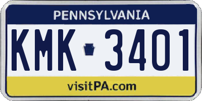 PA license plate KMK3401