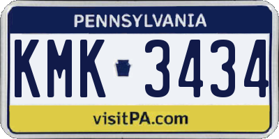 PA license plate KMK3434