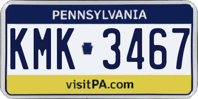 PA license plate KMK3467