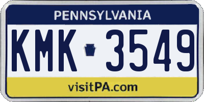 PA license plate KMK3549