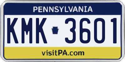 PA license plate KMK3601