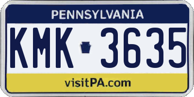 PA license plate KMK3635