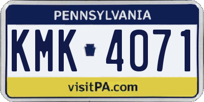 PA license plate KMK4071