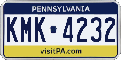 PA license plate KMK4232
