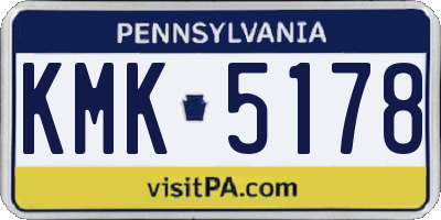PA license plate KMK5178