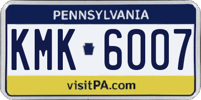 PA license plate KMK6007