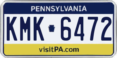 PA license plate KMK6472