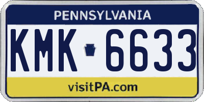 PA license plate KMK6633