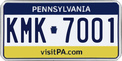 PA license plate KMK7001