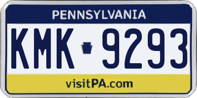 PA license plate KMK9293