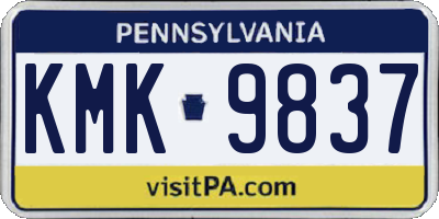 PA license plate KMK9837