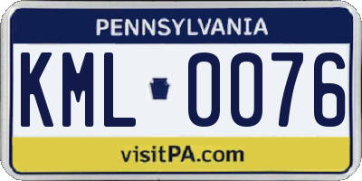 PA license plate KML0076