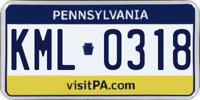 PA license plate KML0318