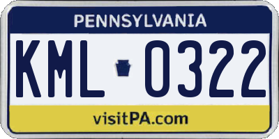 PA license plate KML0322
