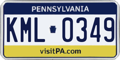 PA license plate KML0349